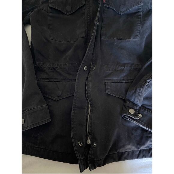 Black & Heather Gray Four-Pocket Military Jacket - Picture 5 of 8